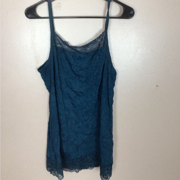 SALE Women's Maurices Deep Teal Green Lace Fitted Camisole Size 1 - Picture 2 of 8